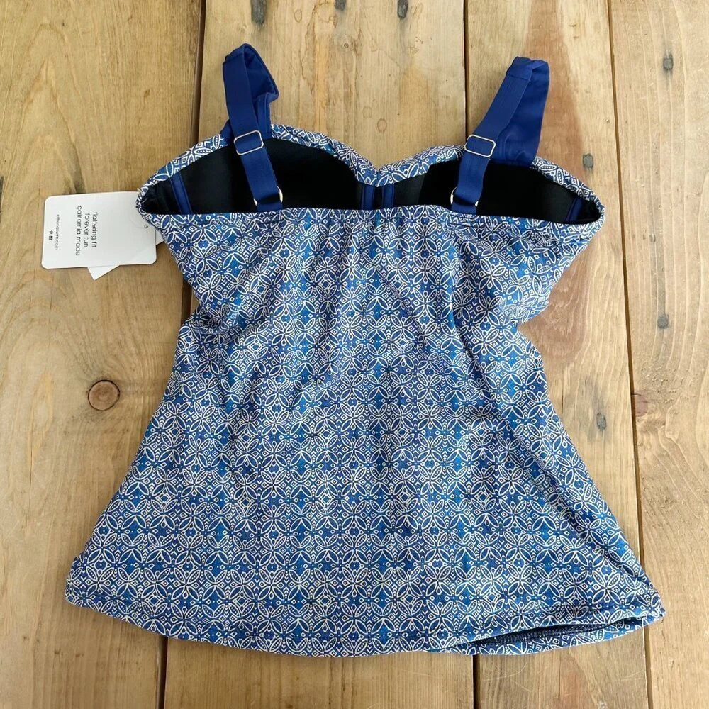 NWT Athena Swim Cami Top‎ Bathing Suit Blue Mandala NEW 32D